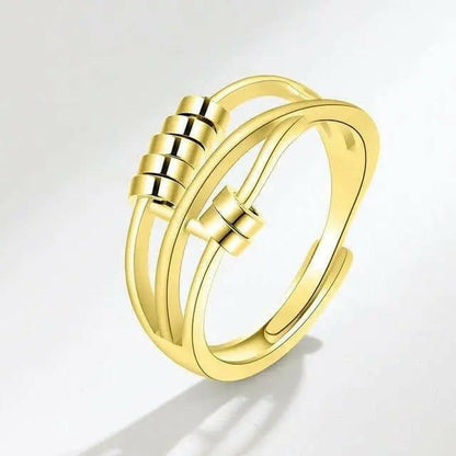 Mindful Rings Anxiety Ring Adjustable Size - One Size Fits All The Radiant Collection - Gold Plated Fidget Spinner Ring