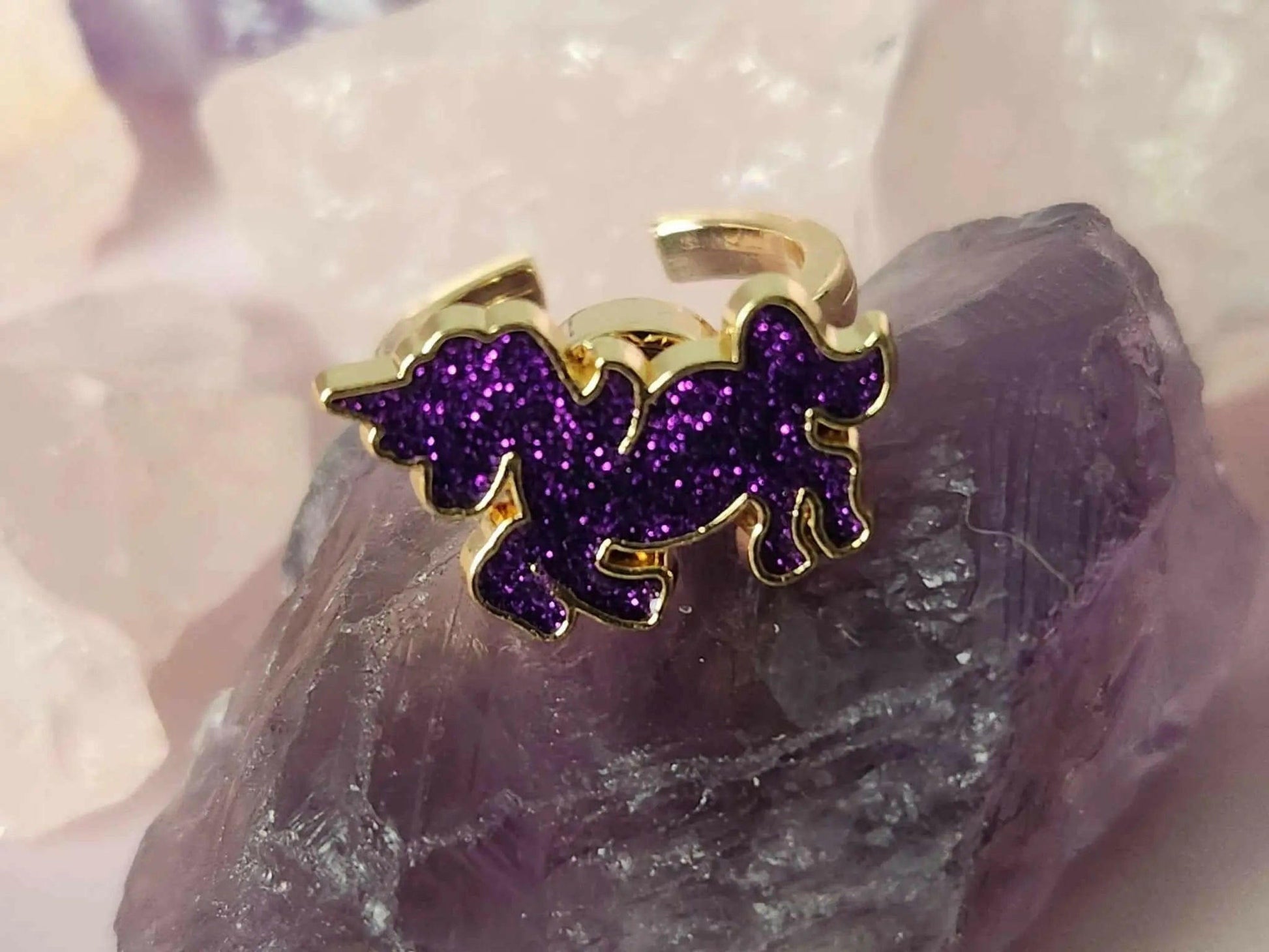 Mindful Rings Anxiety Ring The Rylie - Glitter Purple Unicorn Fidget Spinner Rings