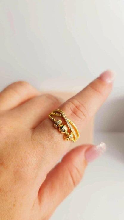 Mindful Rings Anxiety Ring Adjustable Size - One Size Fits All The Tranquility Collection - Gold Plated Fidget Spinner Ring