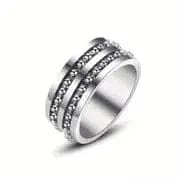 Titanium Steel Rotating Ring Beads String Anxiety Mens Ring.