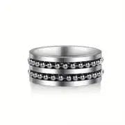 Titanium Steel Rotating Ring Beads String Anxiety Mens Ring.