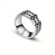 Titanium Steel Rotating Ring Beads String Anxiety Mens Ring.