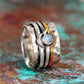 Moonstone Sun 2 Tone Non Moving Bohemian Style Thump Ring - Mindful Rings