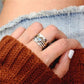 Moonstone Sun 2 Tone Non Moving Bohemian Style Thump Ring - Mindful Rings