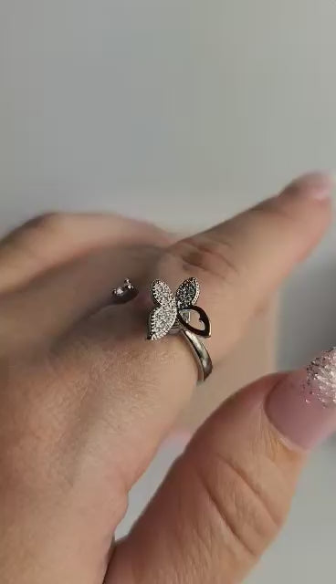 The Wellness Collection Mindful Rings - Iced Butterfly Fidget Spinner Ring