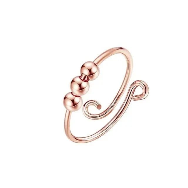 Rose Gold 3 Bead Ring - Rotating Fidget Anxiety Ring - Mindful Rings