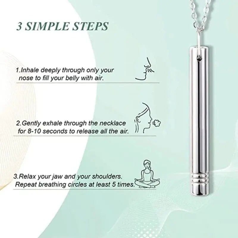 Silver Necklace Mindful Breathing Necklace Stress Relief - Mindful Rings