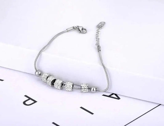 Stainless Steel 5 Cz Bead Bracelet - Anxiety Relief Jewellery - Mindful Rings