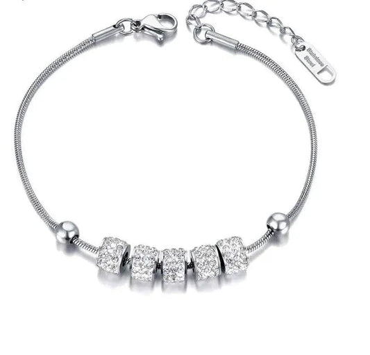 Stainless Steel 5 Cz Bead Bracelet - Anxiety Relief Jewellery - Mindful Rings