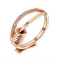 Stainless Steel Mosaic Rhinestone Geometry Circle Ring - Rose Gold - Mindful Rings