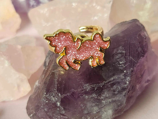 The Ava - Pink Glitter Unicorn Kids Fidget Spinner Ring - Mindful Rings