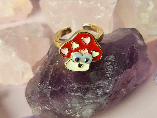 The Chloe - Red Mushroom Kids Fidget Spinner Ring - Mindful Rings