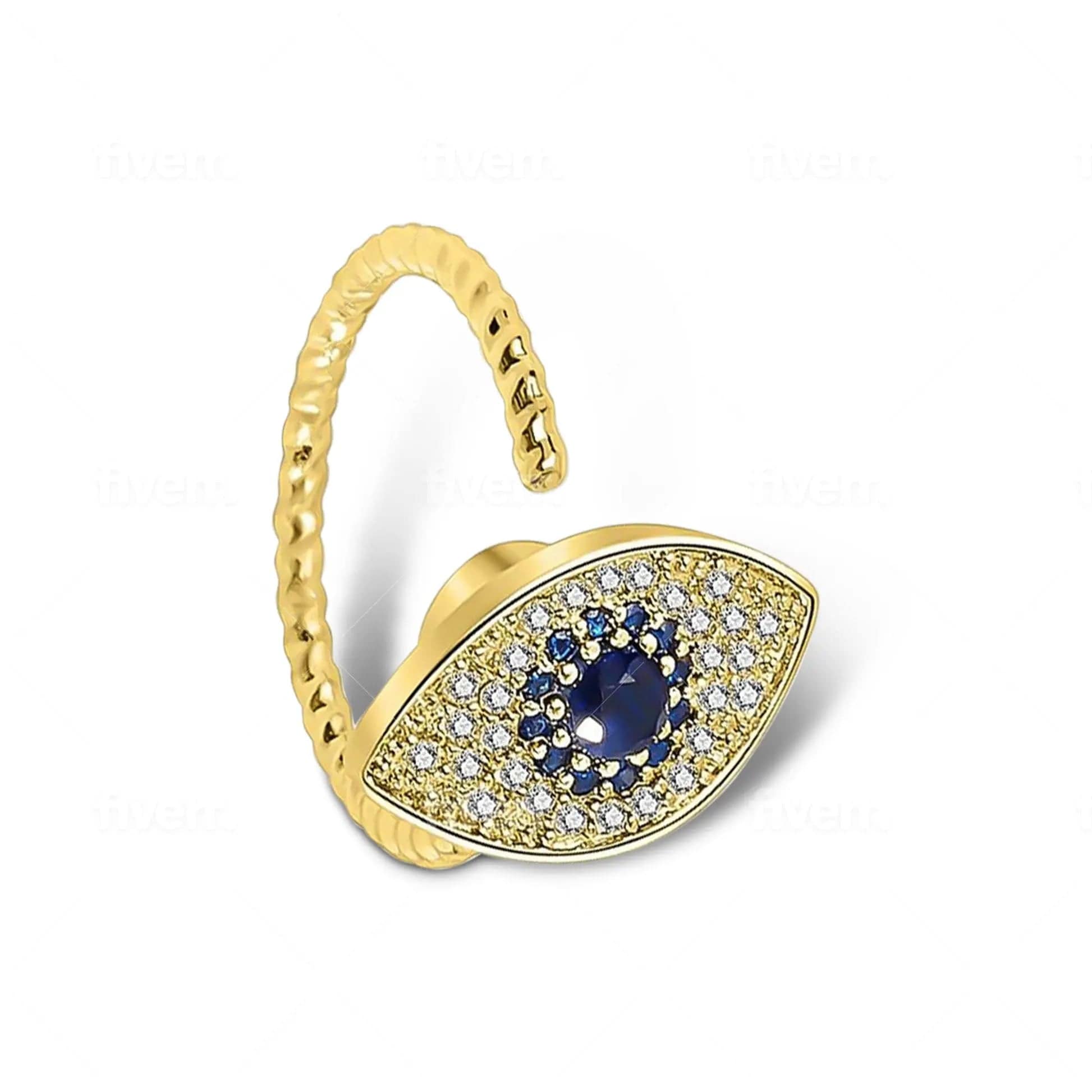 The Clarity Collection Mindful Rings - Gold Plated Sterling Silver Evil Eye Fidget Spinner Ring - Mindful Rings