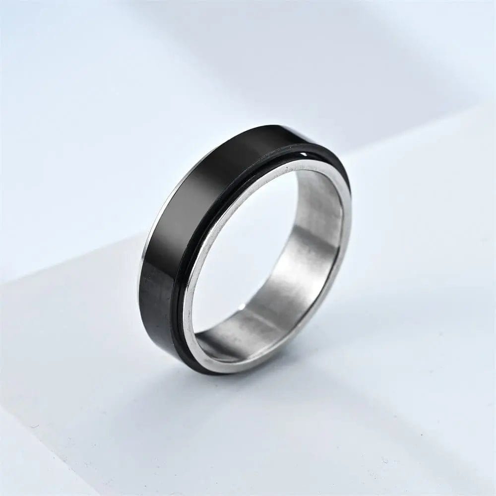 The Elevated Collection Men's Rotating Ring - Black Sterling Silver Fidget Rotating Spinner Ring - Mindful Rings