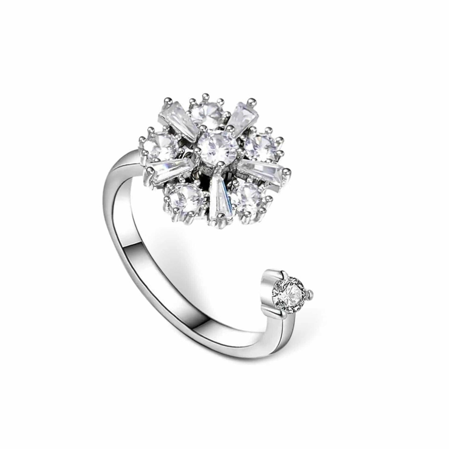 The Fierce Collection Clear Zircon Snowflake 2 - Spinning Fidget Anxiety Ring - Mindful Rings