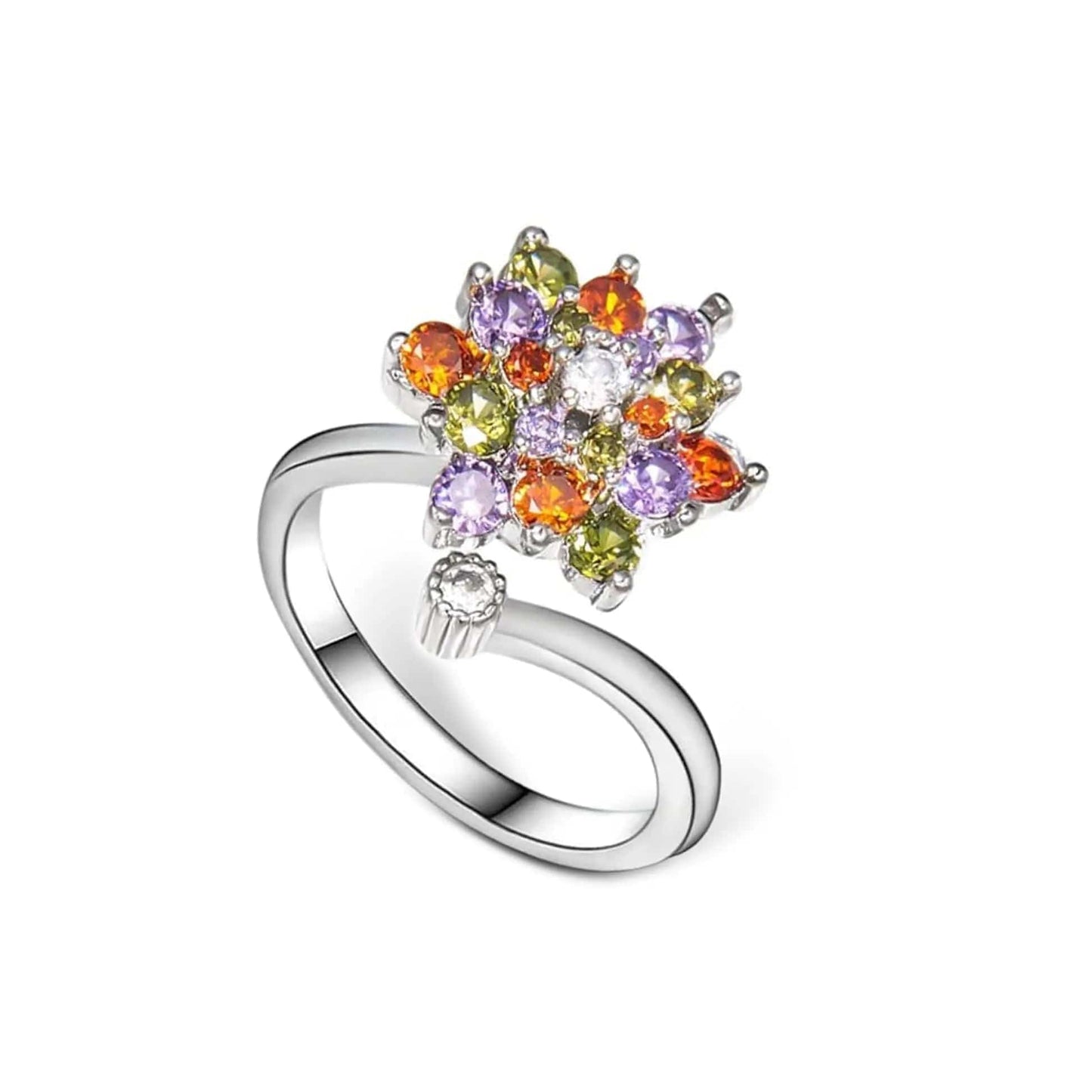 The Fierce Collection Rainbow Flower - Spinning Fidget Anxiety Ring - Mindful Rings