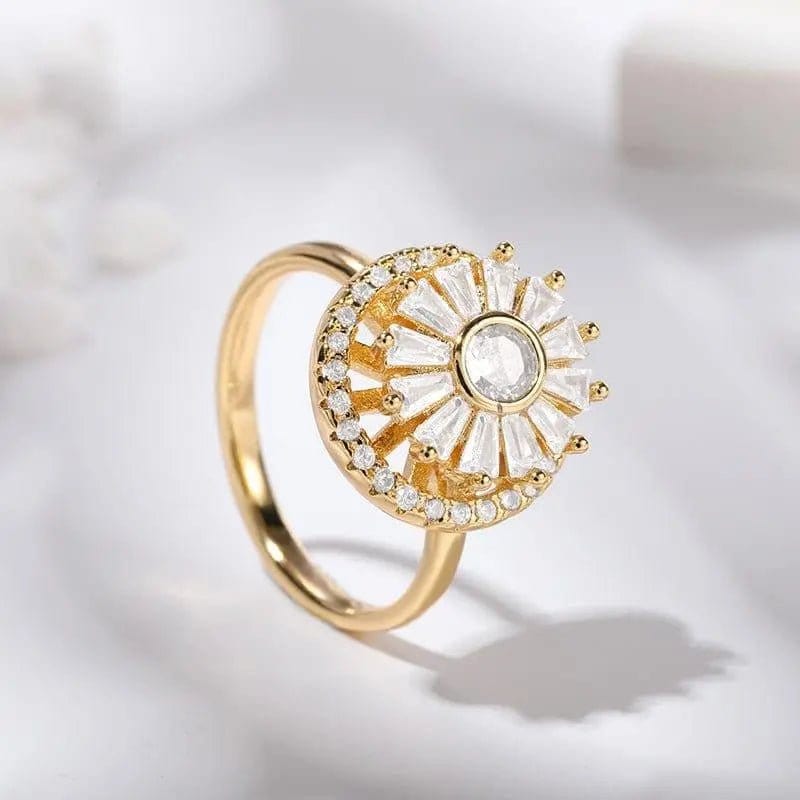 The Focus Collection - Large Snow Flake Gold Plated Fidget Spinner Ring - Mindful Rings