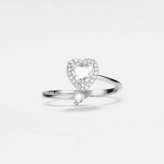 The Love - Centered Collection Mindful Rings - Clear Heart Gemmed Fidget Spinner Ring - Mindful Rings