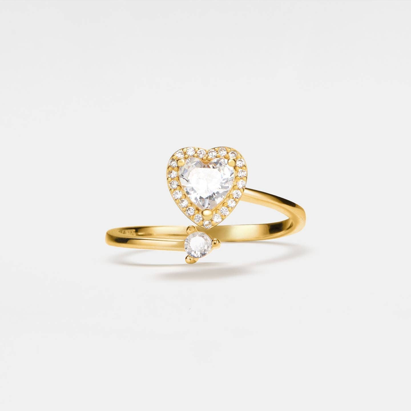 The Love - Centered Collection Mindful Rings - Gold Plated Clear Heart Gemmed Fidget Spinner Ring - Mindful Rings