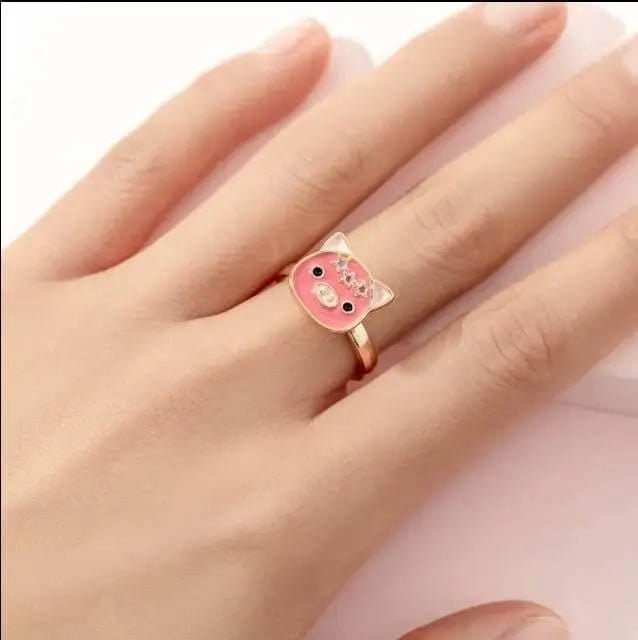 The Luna - Pink Piggy Fidget Spinner Ring Anxiety Rings - Mindful Rings