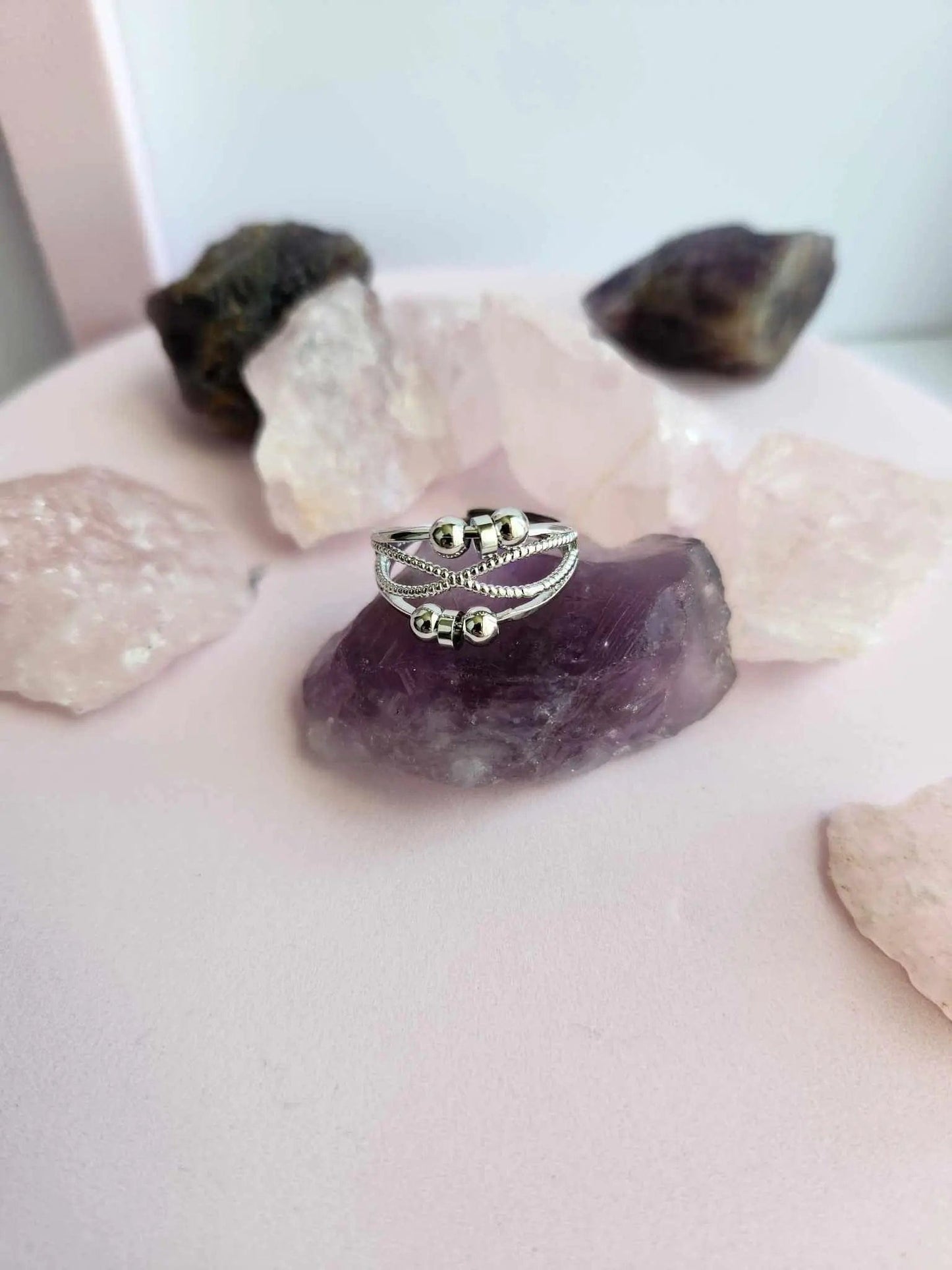 The Mind - Body Collection - Silver Fidget Spinner Ring - Mindful Rings