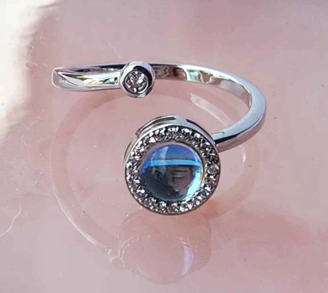 The Moonstone Collection - Blue Moonstone Fidget Spinner Ring - Mindful Rings