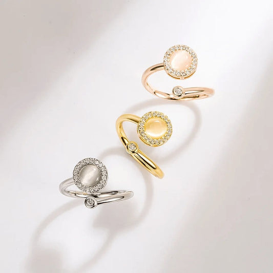 The Moonstone Collection - Gold Plated Moonstone Fidget Spinner Ring - Mindful Rings