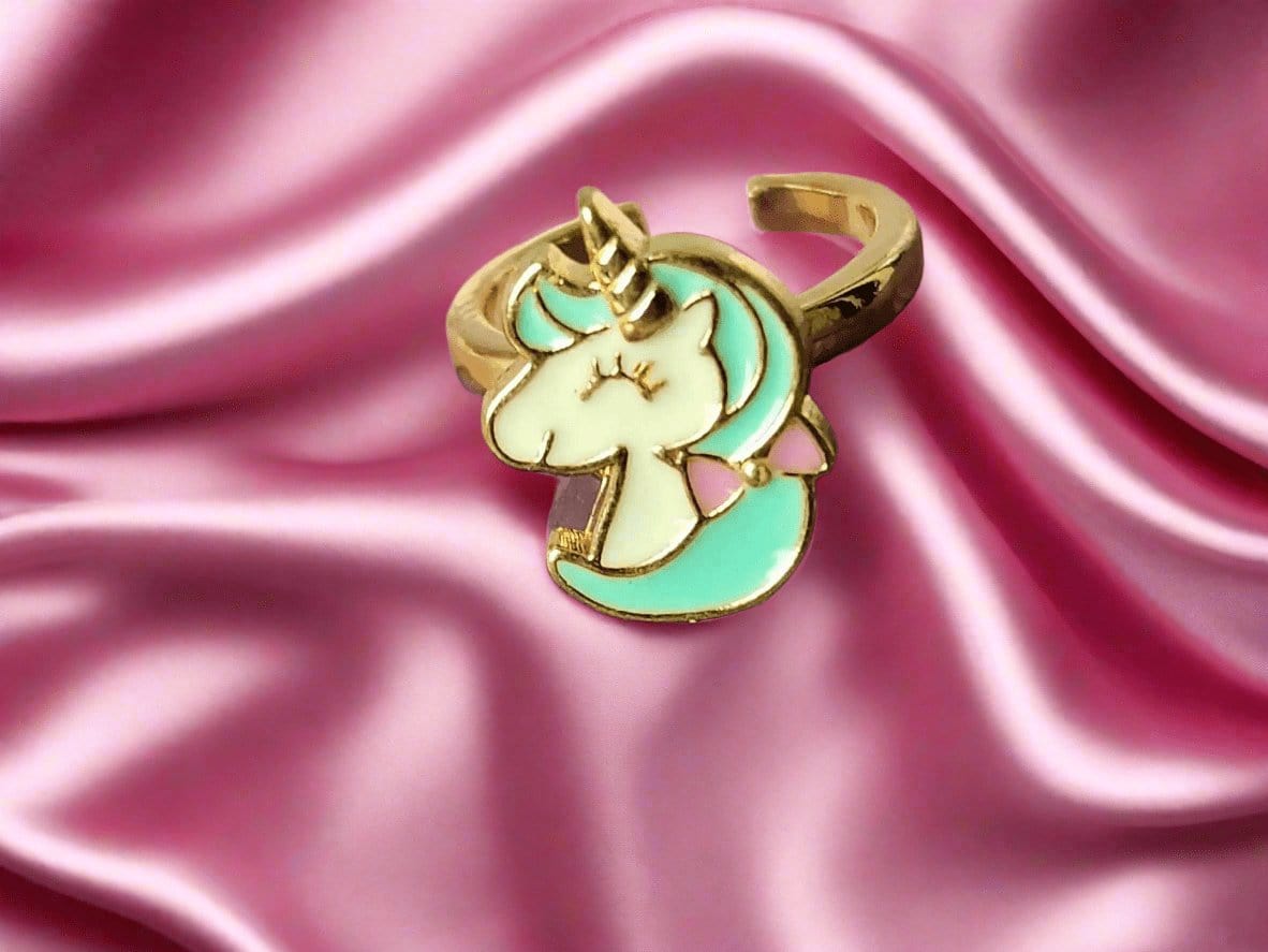 The Olivia - White and Blue Unicorn Kids Fidget Spinner Ring - Mindful Rings