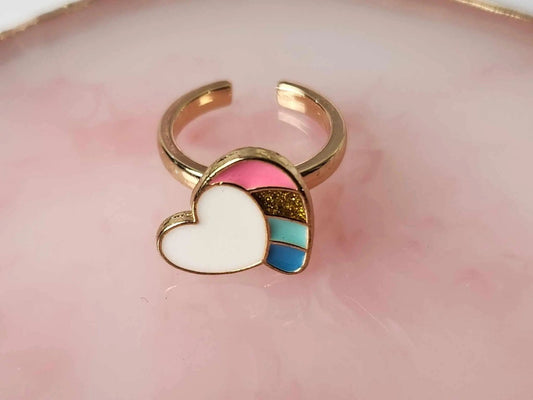 The Sarah - White Love Heart Kids Fidget Spinner Ring - Mindful Rings