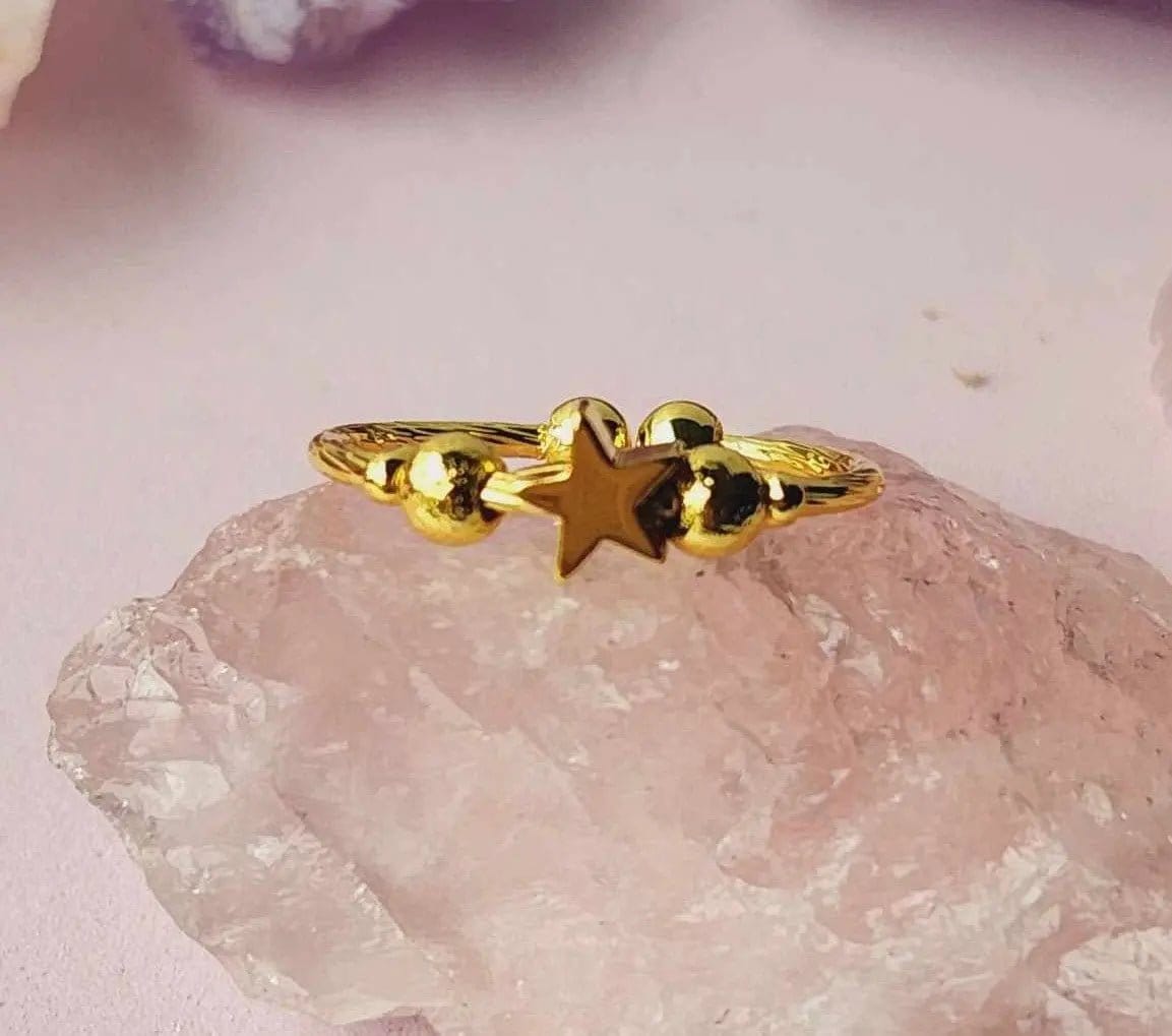 The Star Shine Collection - Gold Plated Fidget Spinner Ring - Mindful Rings