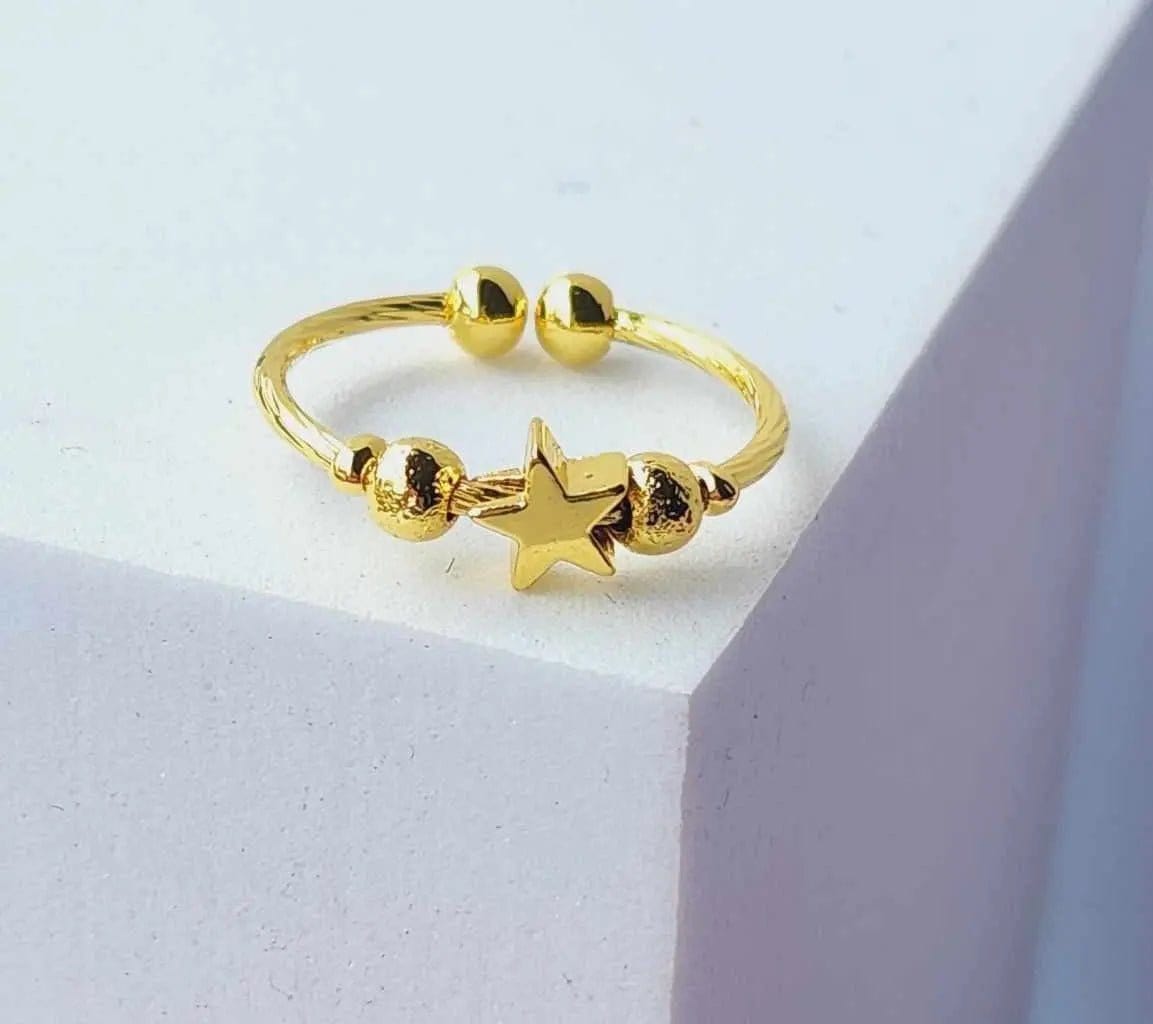 The Star Shine Collection - Gold Plated Fidget Spinner Ring - Mindful Rings