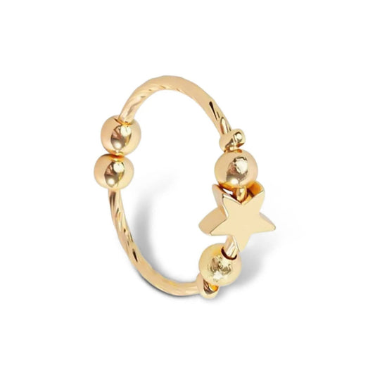 The Star Shine Collection - Gold Plated Fidget Spinner Ring - Mindful Rings