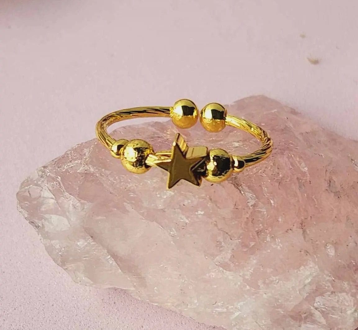 The Star Shine Collection - Gold Plated Fidget Spinner Ring - Mindful Rings