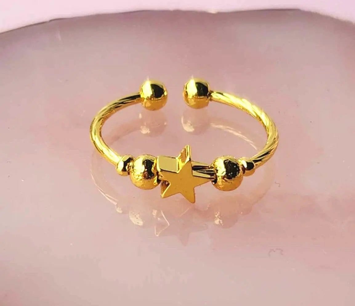 The Star Shine Collection - Gold Plated Fidget Spinner Ring - Mindful Rings