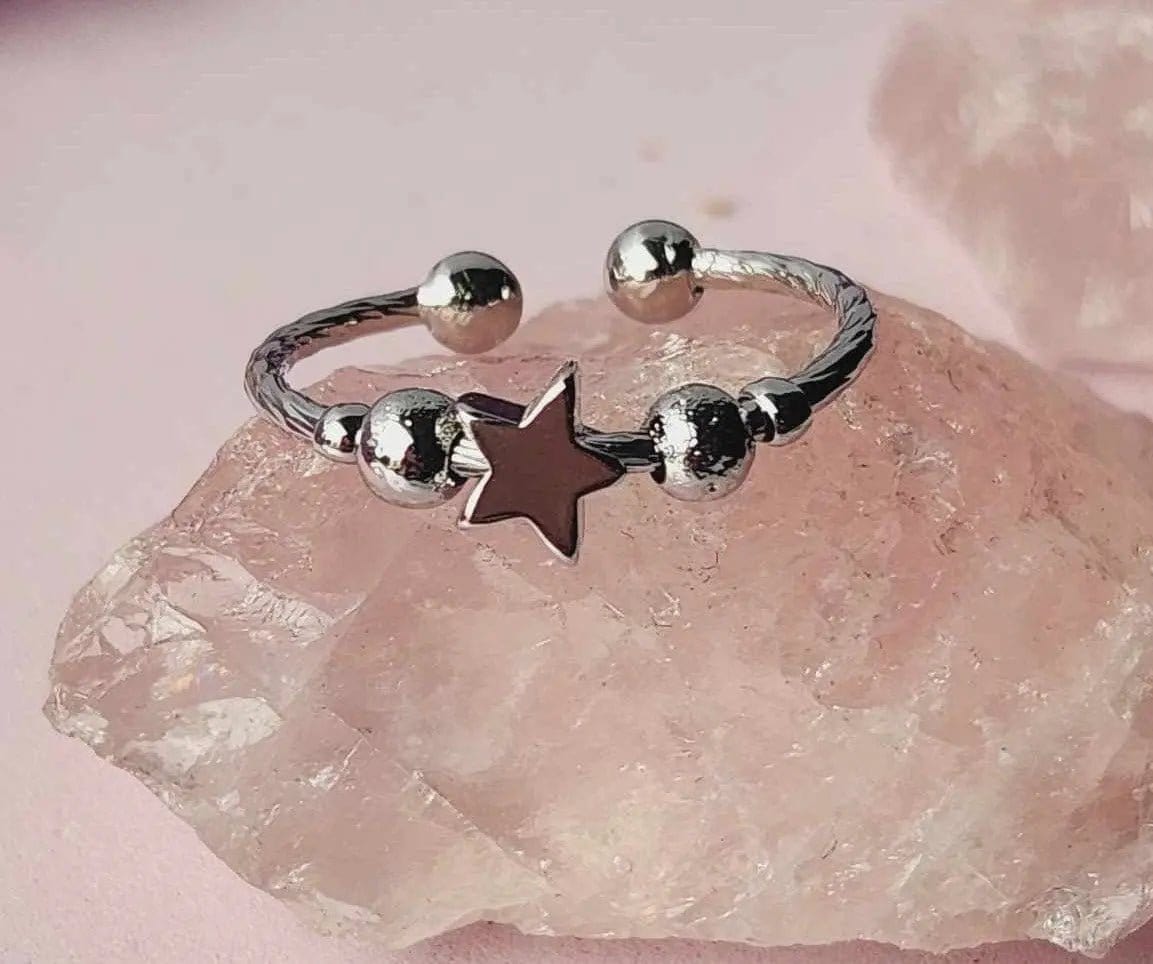 The Star Shine Collection - Sterling Silver Fidget Spinner Ring - Mindful Rings