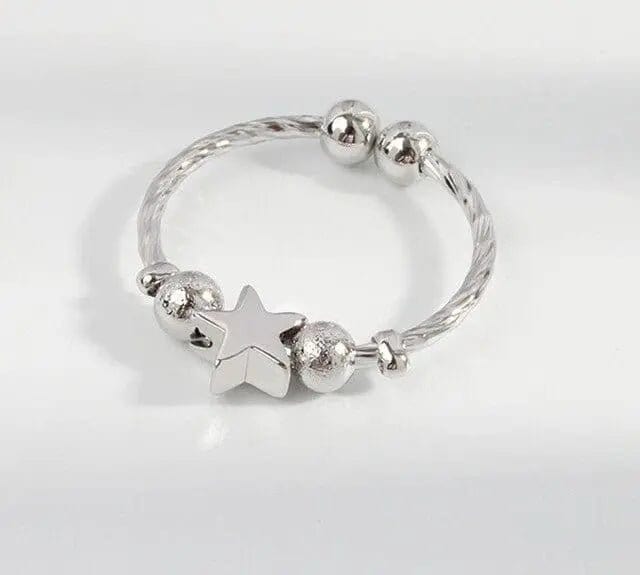 The Star Shine Collection - Sterling Silver Fidget Spinner Ring - Mindful Rings