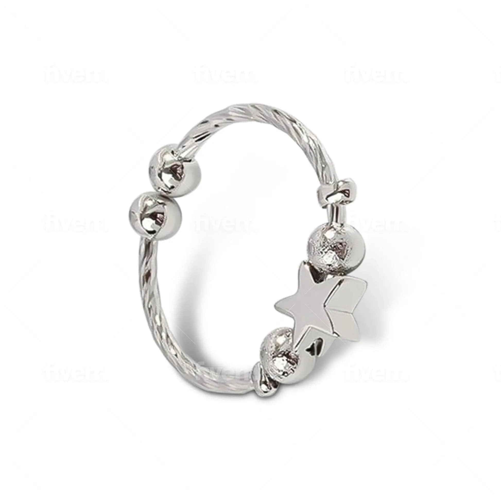 The Star Shine Collection - Sterling Silver Fidget Spinner Ring - Mindful Rings