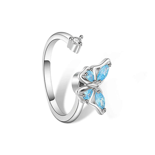 The Wellbeing Collection - Blue Butterfly Fidget Spinner Ring - Mindful Rings