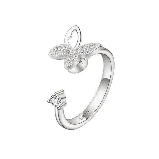 The Wellness Collection Mindful Rings - Iced Butterfly Fidget Spinner Ring - Mindful Rings